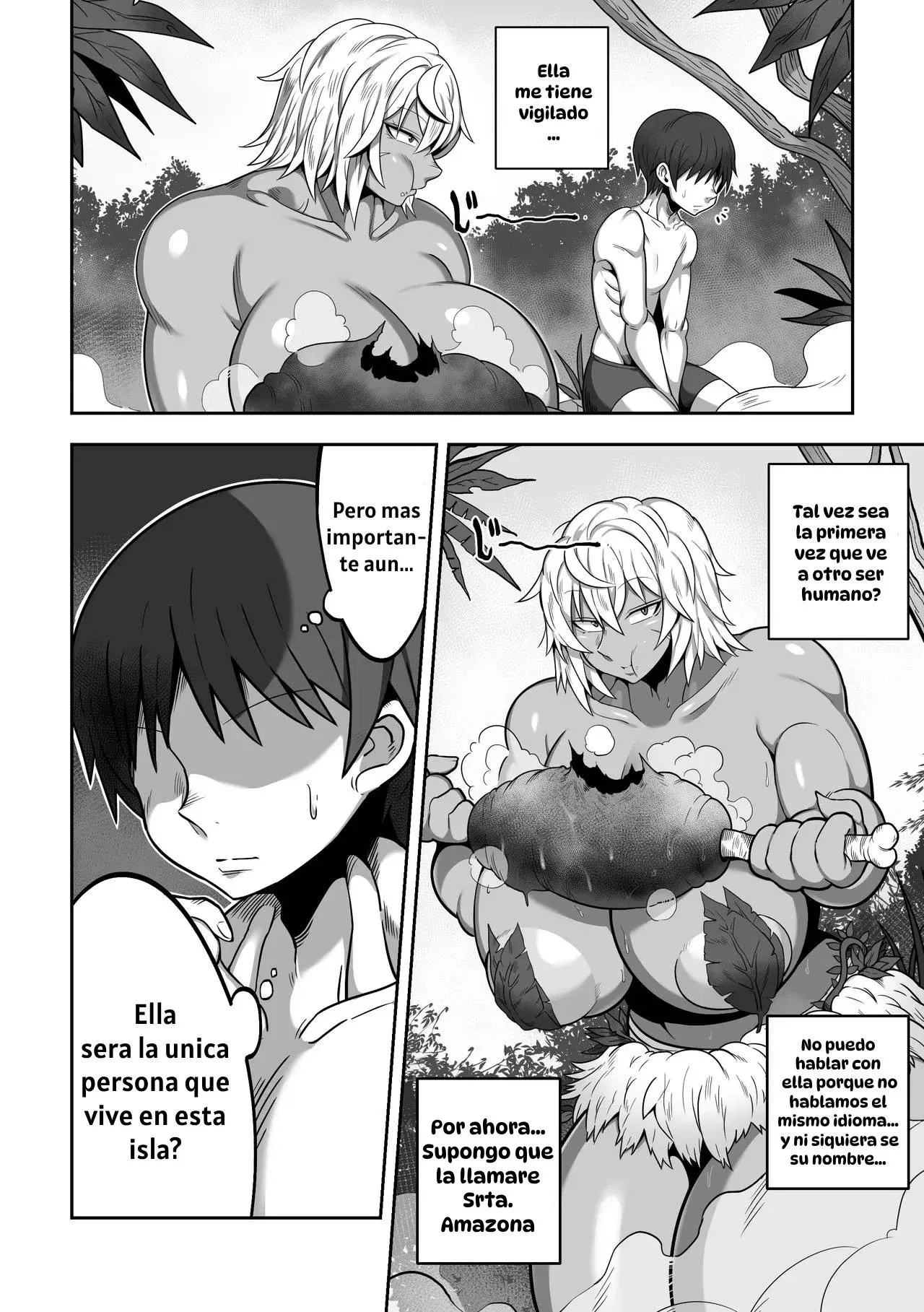 Mujintou de Dekashiri Muchimuchi Amazon-san to Asedaku SEX｜Apasionado Sexo Sudoroso con una Amazona Culona en una Isla Desierta page 11 full