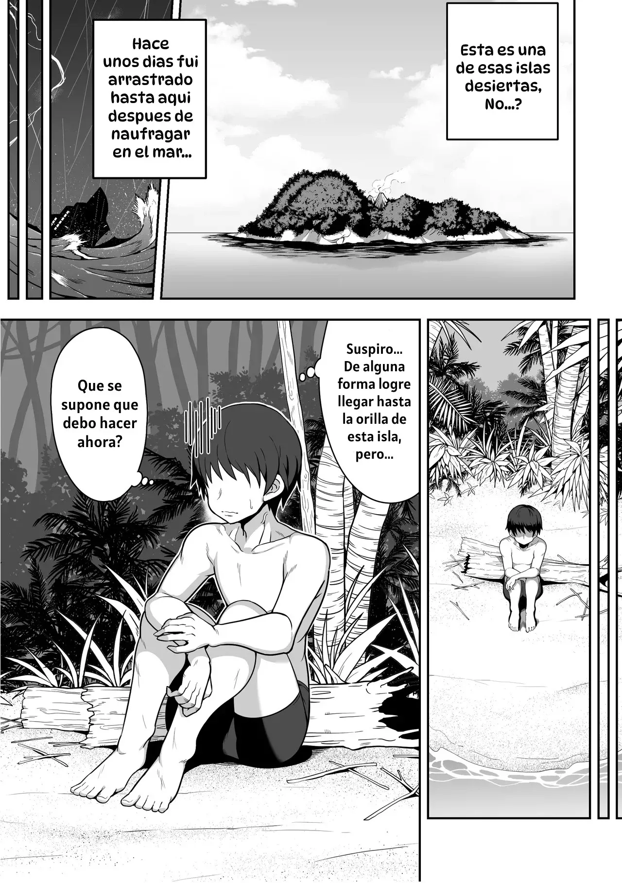 Mujintou de Dekashiri Muchimuchi Amazon-san to Asedaku SEX｜Apasionado Sexo Sudoroso con una Amazona Culona en una Isla Desierta page 2 full
