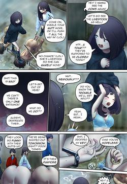 Girls sneaking into the barn and playing pranks