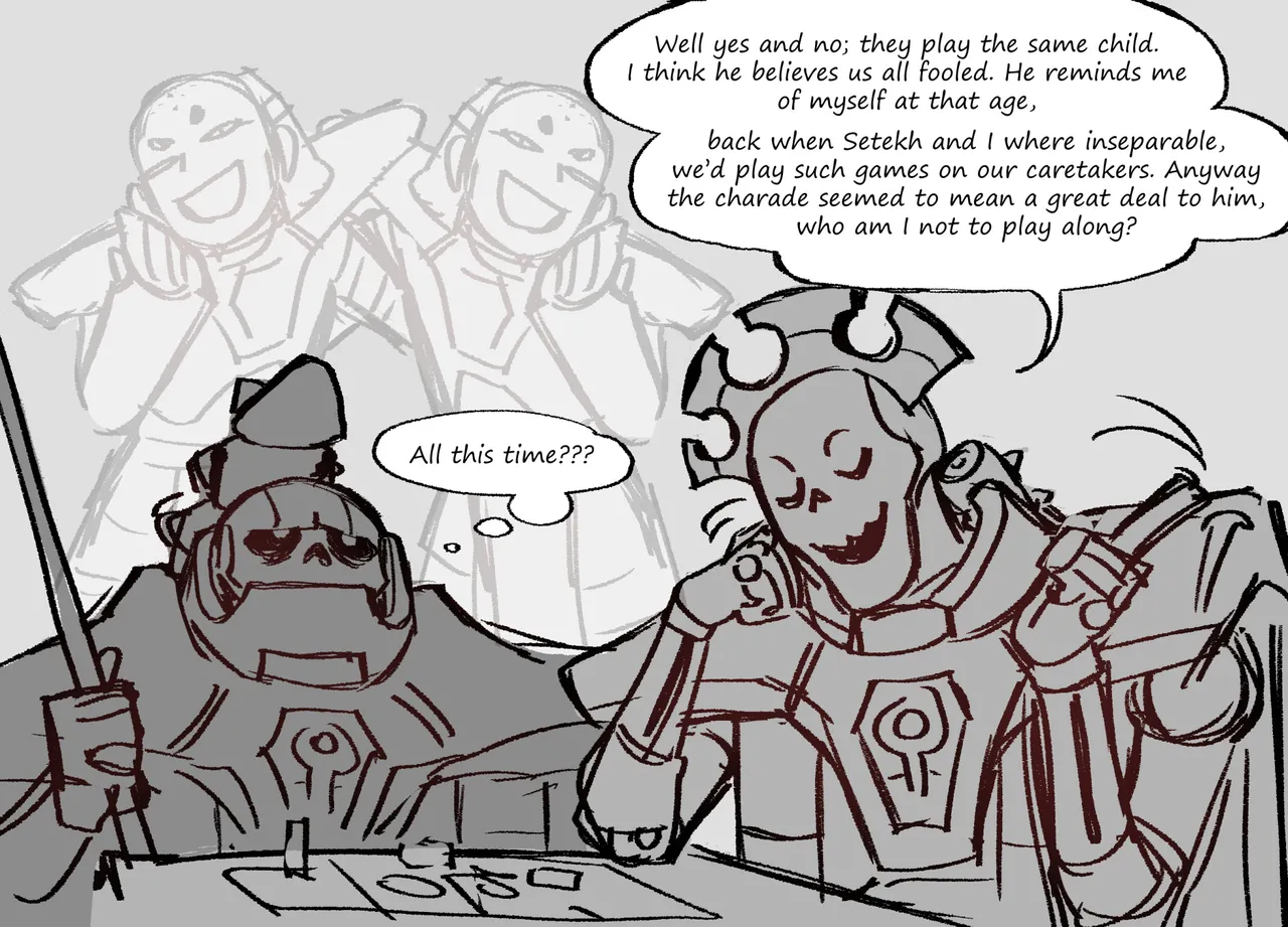 Nemesor Zandrekh and Lychguard Obyron adopt Alpharius and Omegon page 11 full
