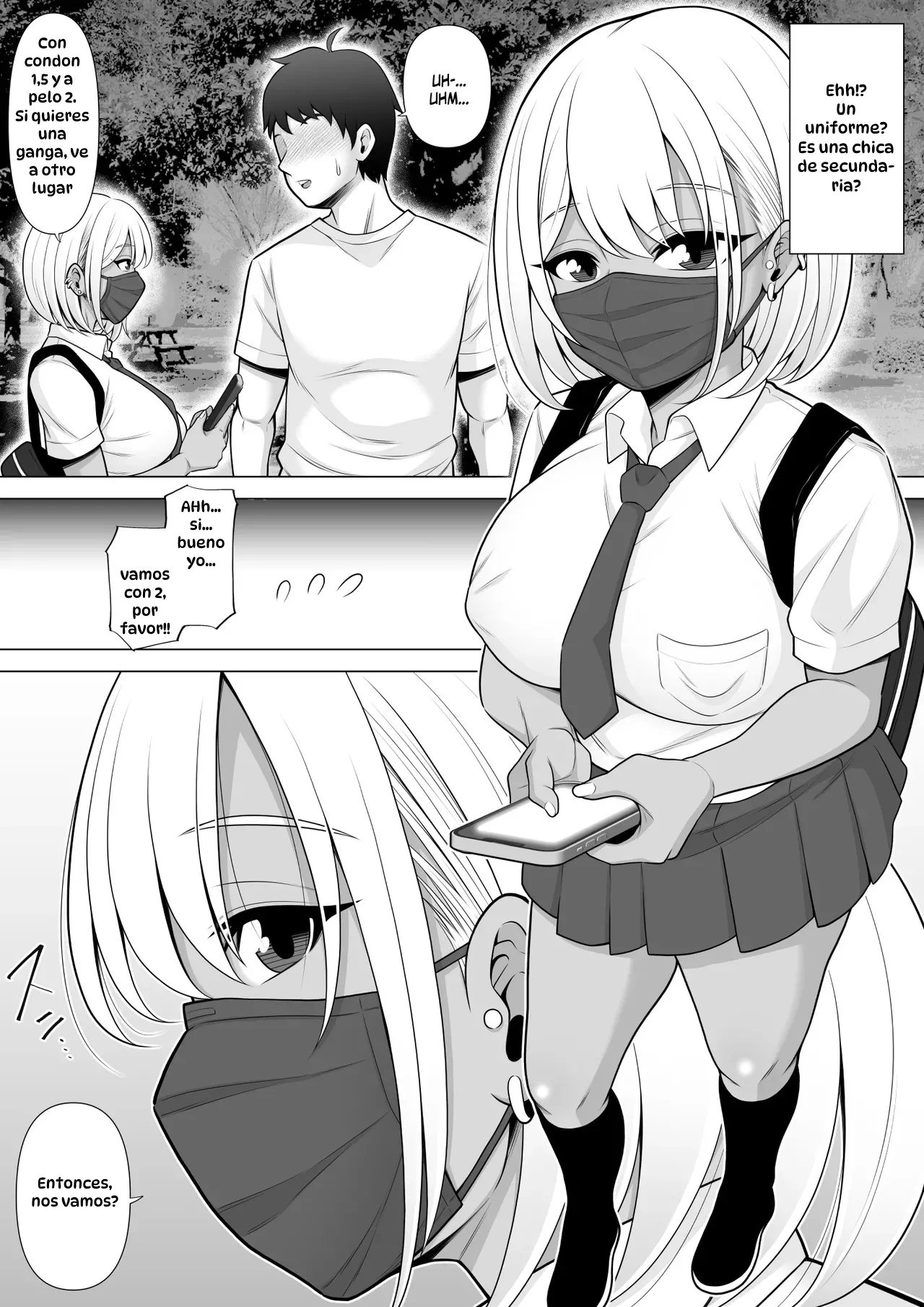 Uwasa no Tachinbo Kouen de Kuro Gal JK Katte Nama Nakadashi Shita Hanashi｜Compré a una Bronceada Gal de Preparatoria en el Famoso Parque de Mujeres de Pie y Me Corrí Dentro de Ella sin Condón page 6 full