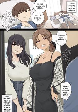 Keitai Choushin Onee-san-tachi ni Shinkyo o Yaribeya ni Sareru Hanashi | Tall, Busty Onee-sans Turn My New Place into Their Sex Room