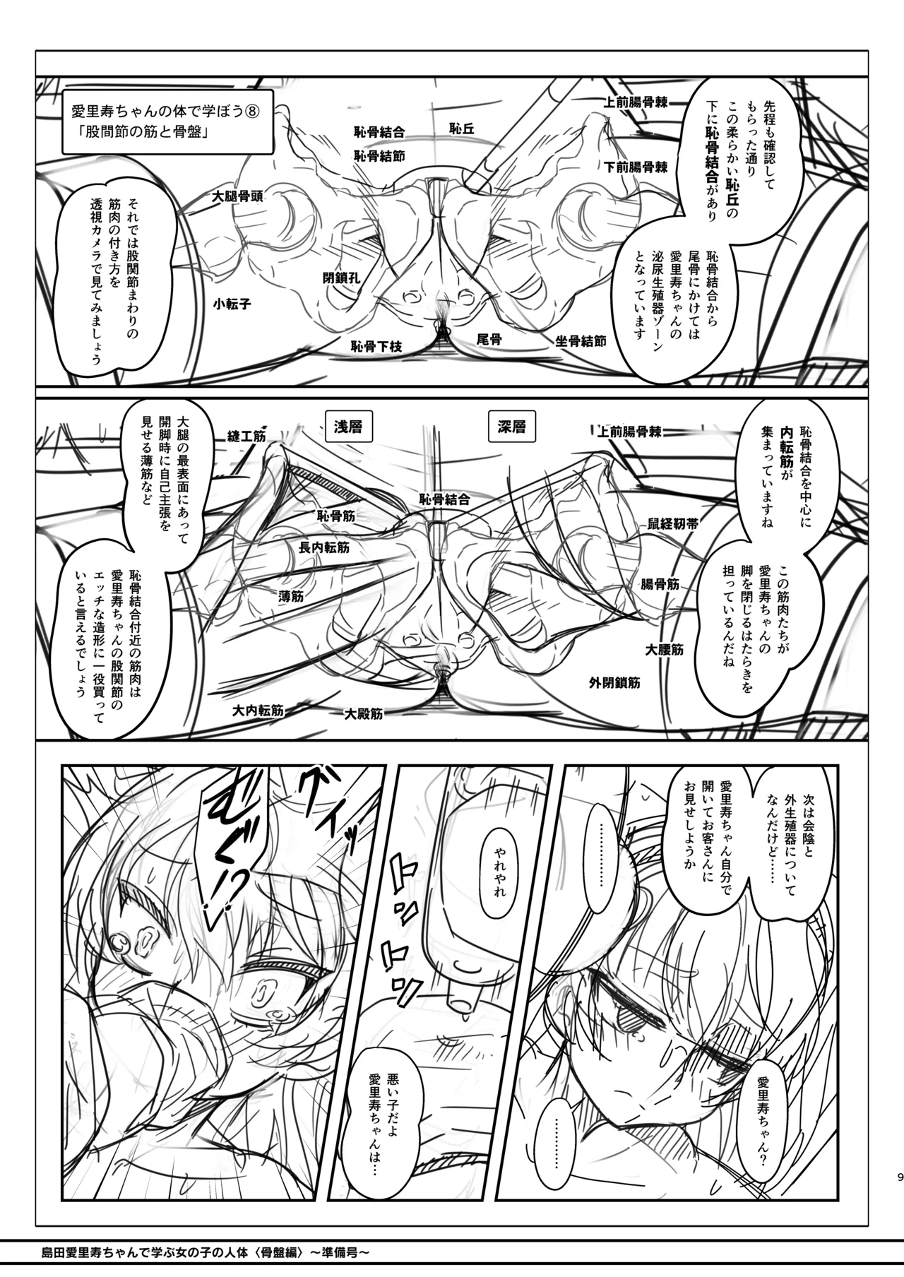 島田愛里寿ちゃんで学ぶ女の子の人体〈骨盤編〉下巻［準備号］ page 9 full