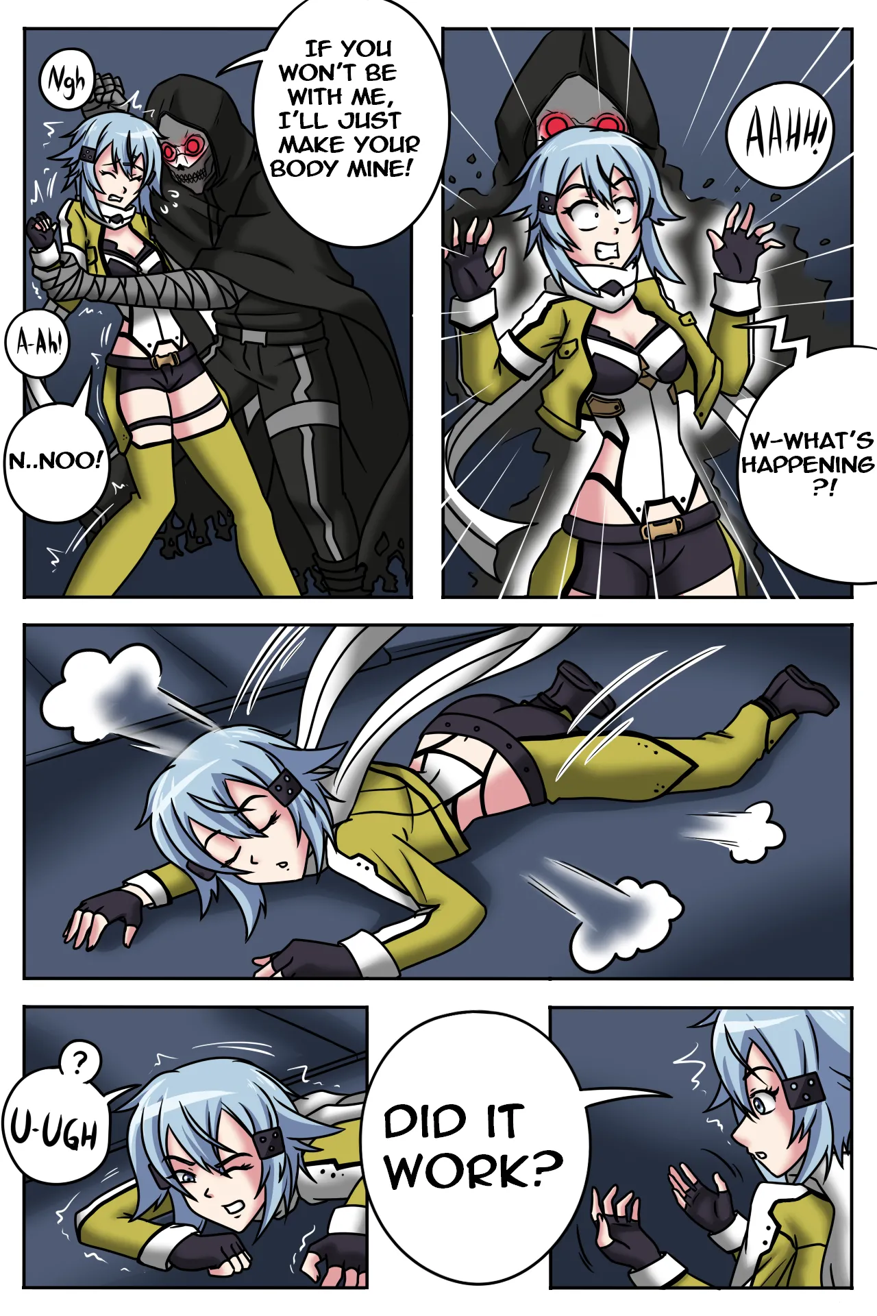 Deathgun takes over Sinon's Avatar and IRL body! page 1 full