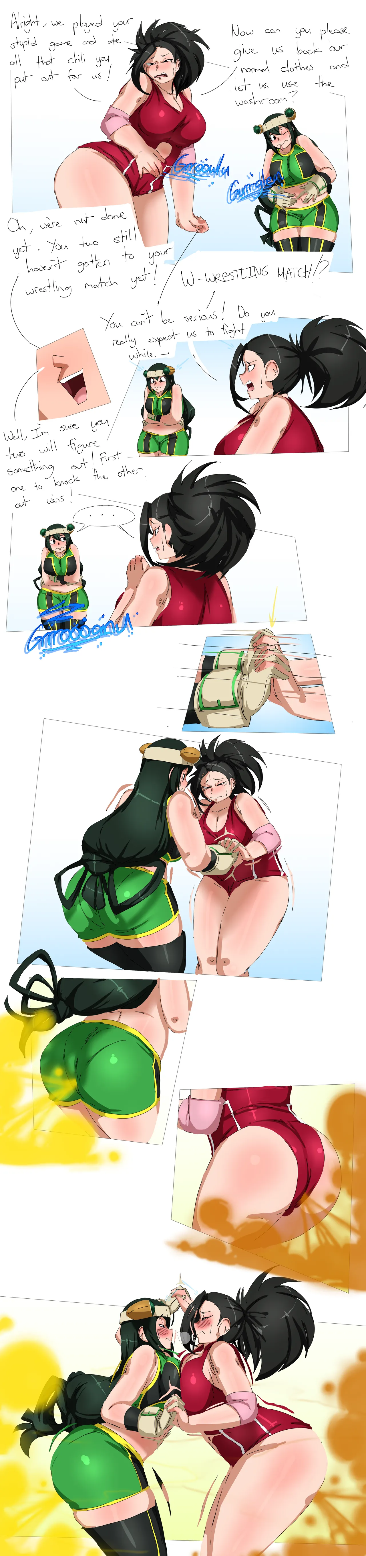 Momo and Tsuyu's Wrestling Match page 1 full
