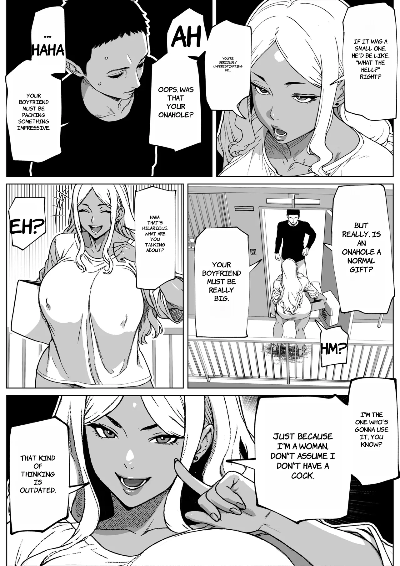 Otonari-san wa Futanari Kuro Gal - English page 4 full