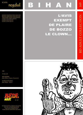 [Bédé Adult 169] Jakez Bihan [= Jacques Lemonnier] & Merch - L'avis exempt de plaire de Bozzo le Clown … cover