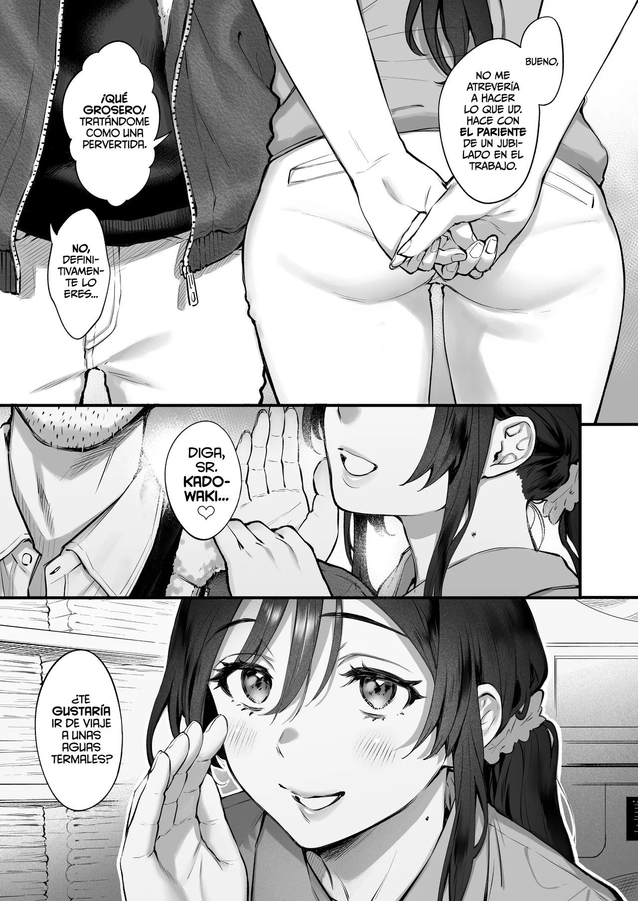 Shikatte Yurushite Atama o Nadete ~Bakunyuu Seiso na Kaigoshi ga Oji-san Daisuki na Riyuu~ | Regáñale, perdónale, dale palmaditas en la cabeza. ~La razón de por qué una Cuidadora amable y de Grandes Pechos ama a Hombres Mayores~ page 8 full