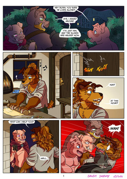 the four pigs and the big old dog