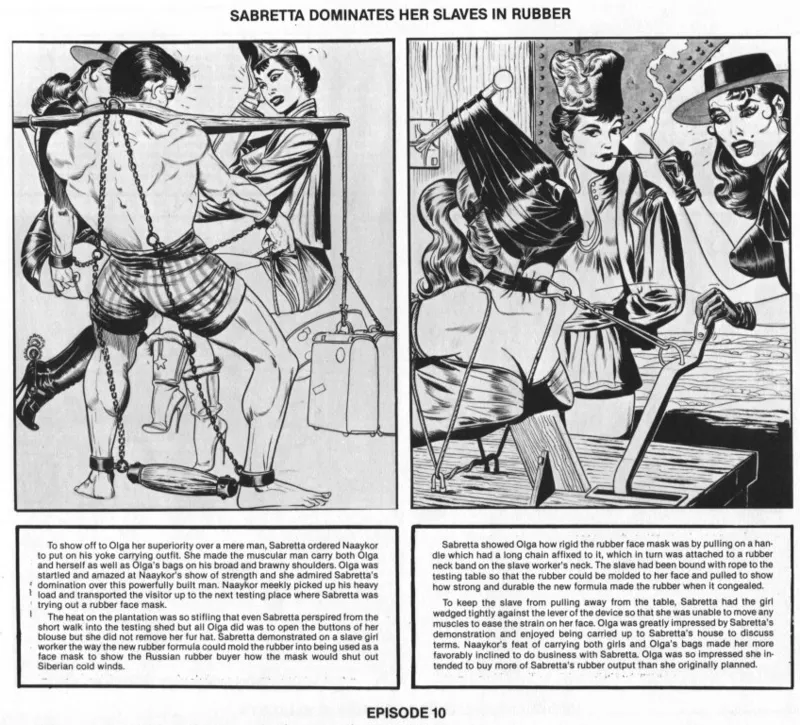 Eneg  - Sabretta Dominates Her Slaves in Rubber page 11 full