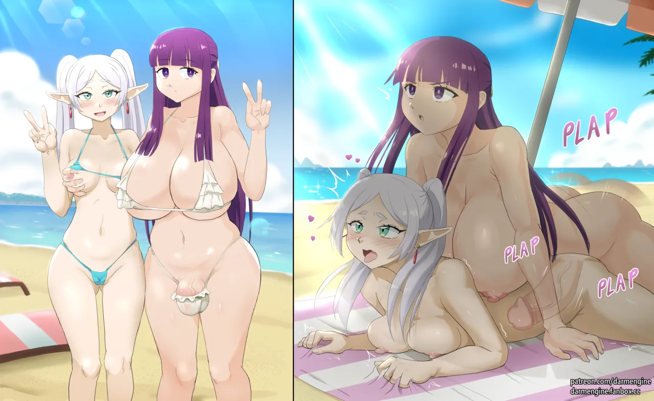 Frieren x Fern Futanari 2-Panel Comic page 1 full