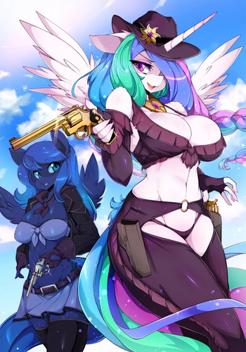 All hail Princess Luna  and Princess Celestia (FiM, EG, Anthro) My little Pony cover
