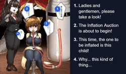 A female furry girl gets bloated and fills the entire venue at the belly auction