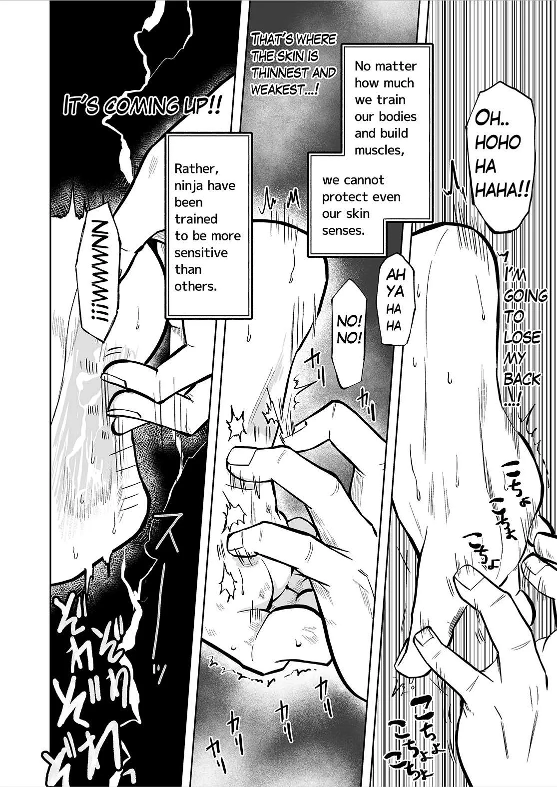 A masochistic ninja is tickled on the soles of his feet and glans with hands and brushes page 11 full