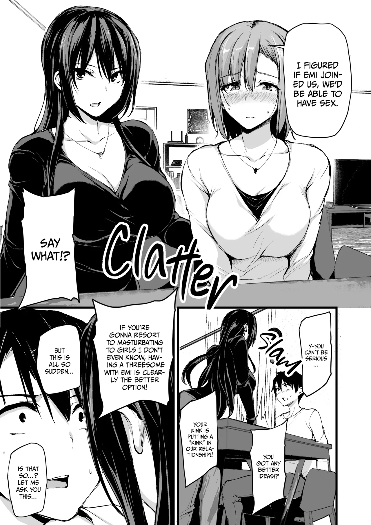 Kyonyuu Ga Futariinai To Bokkishinai Otto No Tame Ni Tomodachi O Tsuretekita Tsuma Chapter 1-3 page 6 full