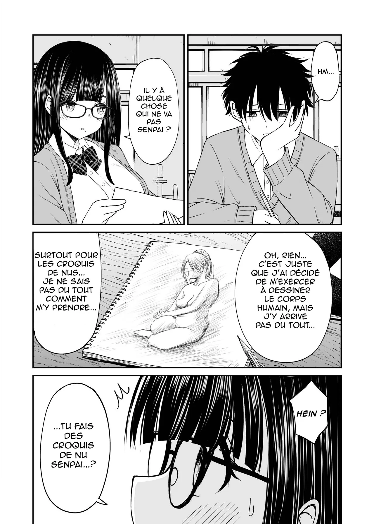 Bijutsubu no Kyonyuu Kouhai ga Nude Model ni Natta Kekka Amari ni Ero Sugite Ore no Geijutsu ga Bakuhatsushita Hanashi | Les secrets du club d'art, la découverte du croquis de nue page 9 full