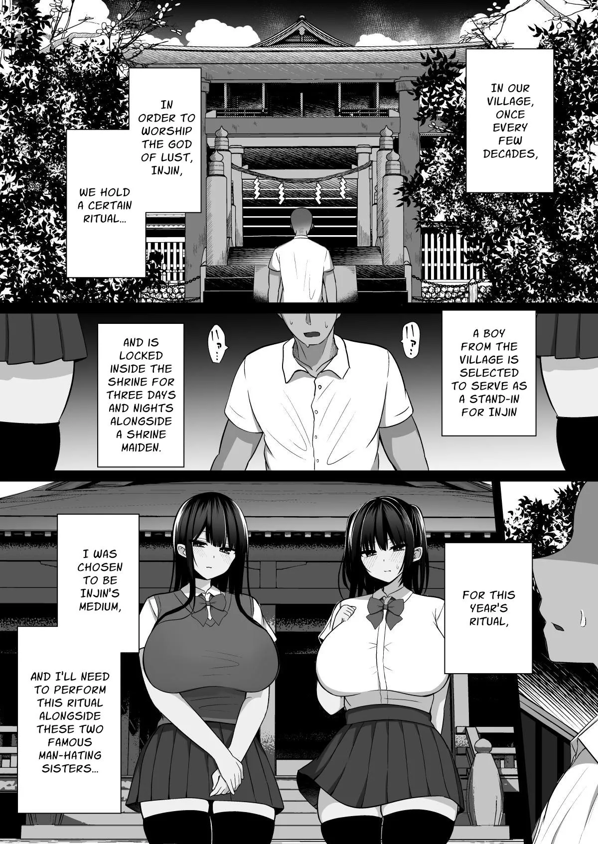 Shrine Maidens of Injin: Mating Ritual With 2 Busty Miko Sisters, Locked in the Lust God's Shrine! page 2 full