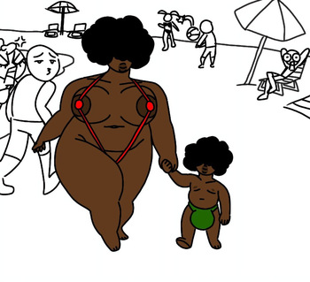 ebony mother and son on the beach cover
