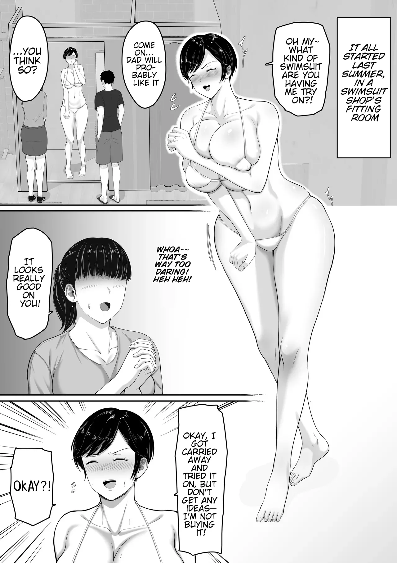 The story of how I got my big-breasted, sex-deprived mom to wear an erotic swimsuit, And then, acting on impulse, I stuck my dick inside her without realizing that it would make her addicted to me. And from that moment on, she started letting me cum inside her every day on a whim, instead of dad. page 8 full
