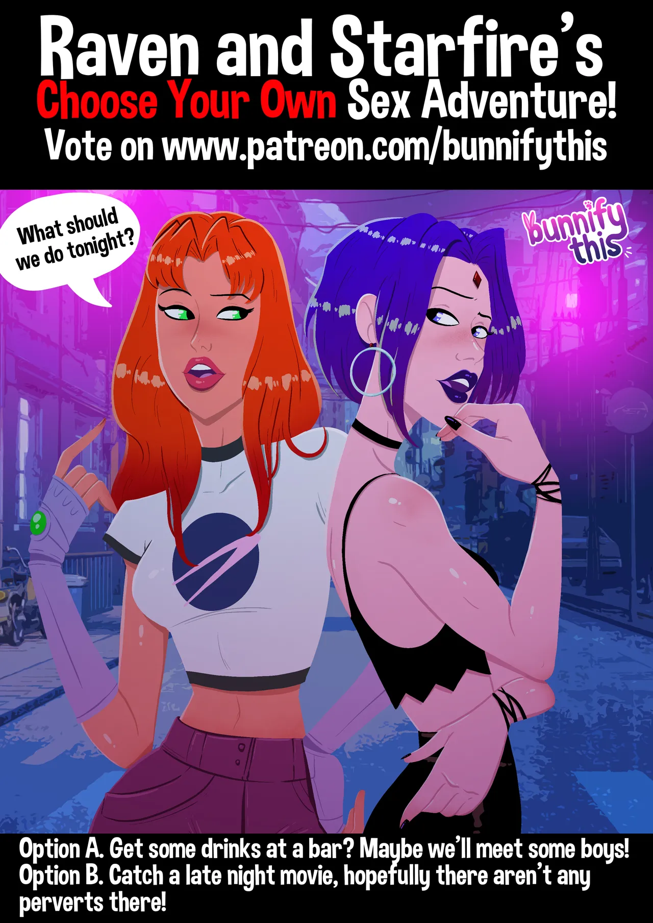 Raven and Starfire's Night Out CYOA Comic page 1 full