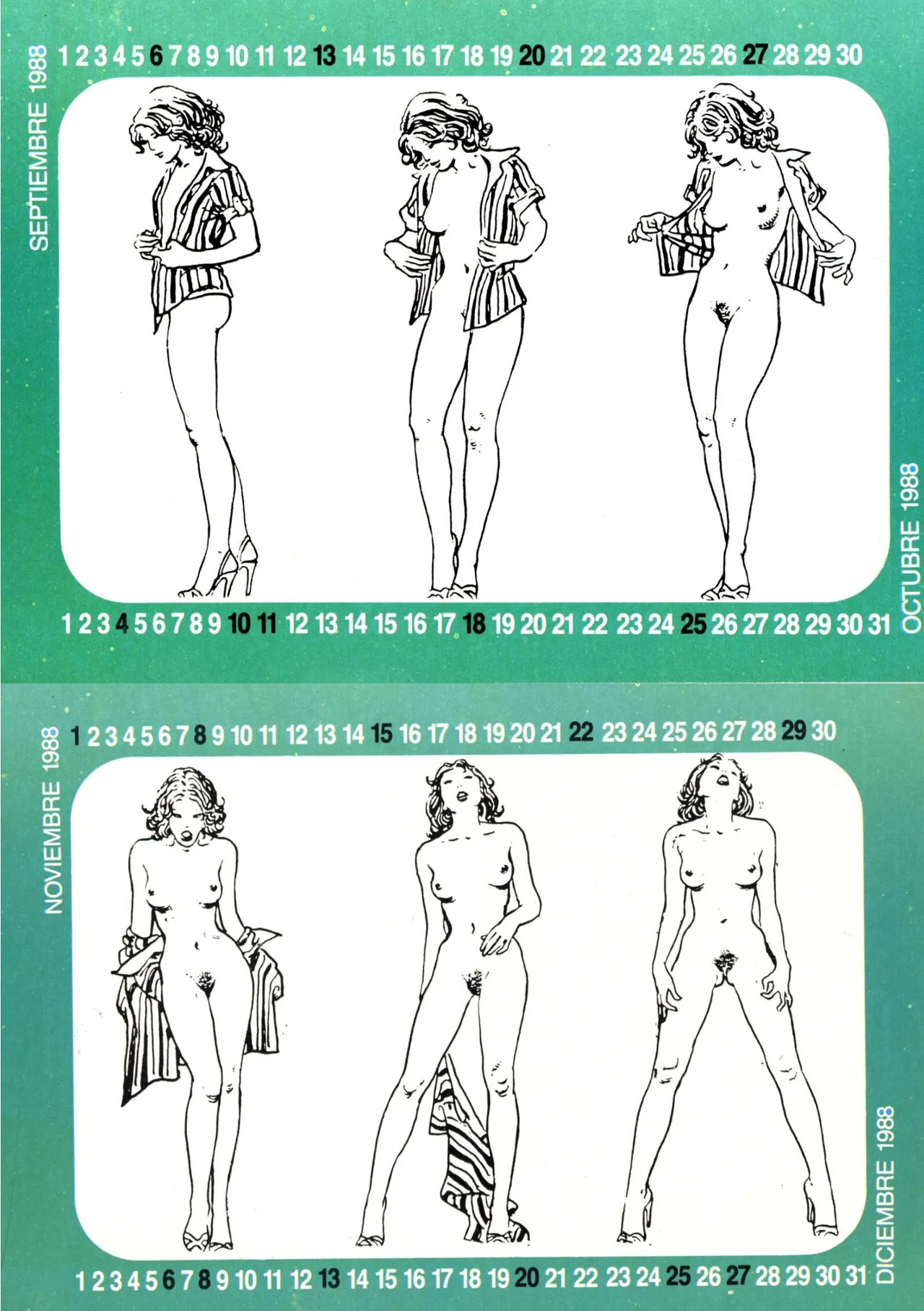 Milo Manara's Striptease Calendar 1988 page 4 full