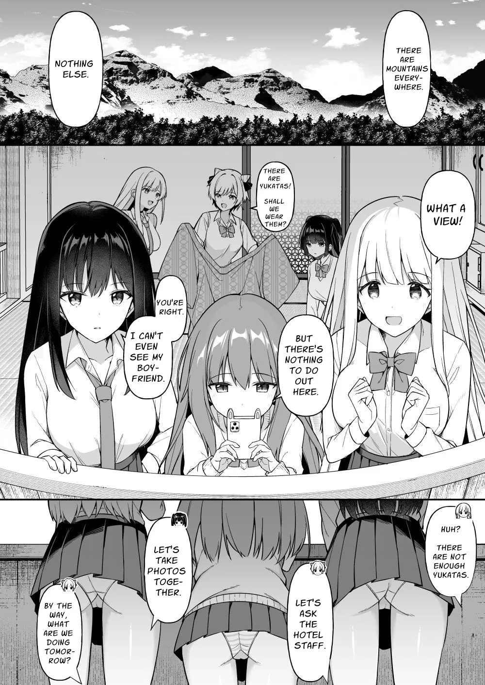 Shuugaku Ryokou de Onsen Ryokan ni Kita Gal, Nakai no Dekachinpo de Wakarase Zecchou | Gals on a Hot-spring Inn Trip are Shown Who's Boss by their Big Dick Waiter page 4 full