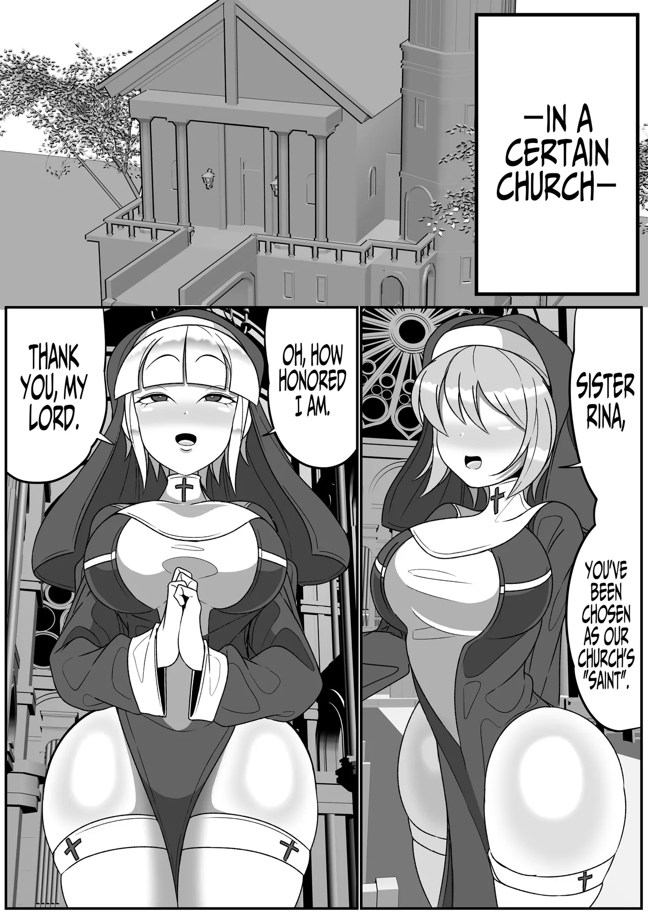 Futanari Seijo Shasei Kinshirei | Dick Slingin' Saintess ~Ejaculation Prohibition~ page 2 full