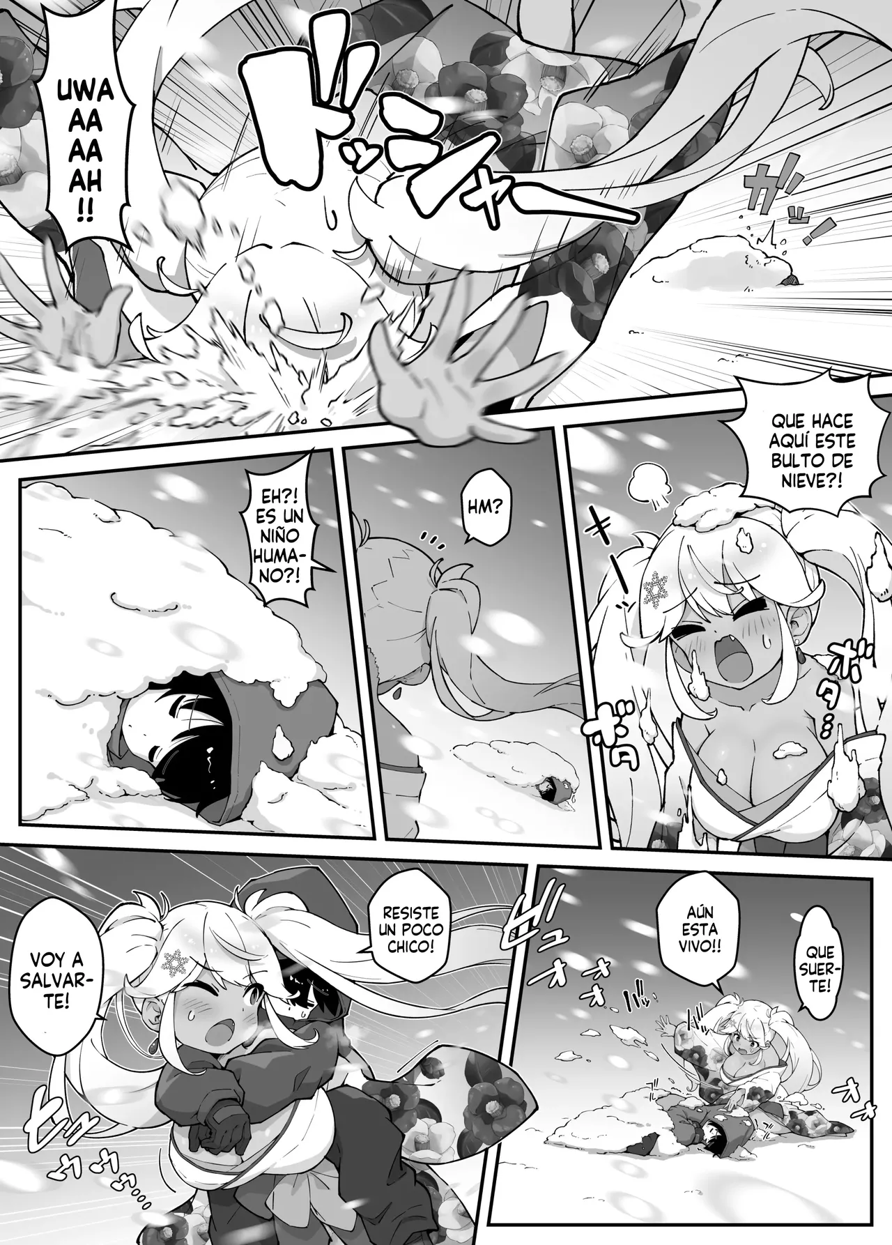 Oneshota suki no yukionna ga oneshota suru hon|Una chica de las nieves que ama el oneshota y su historia con un shota page 4 full