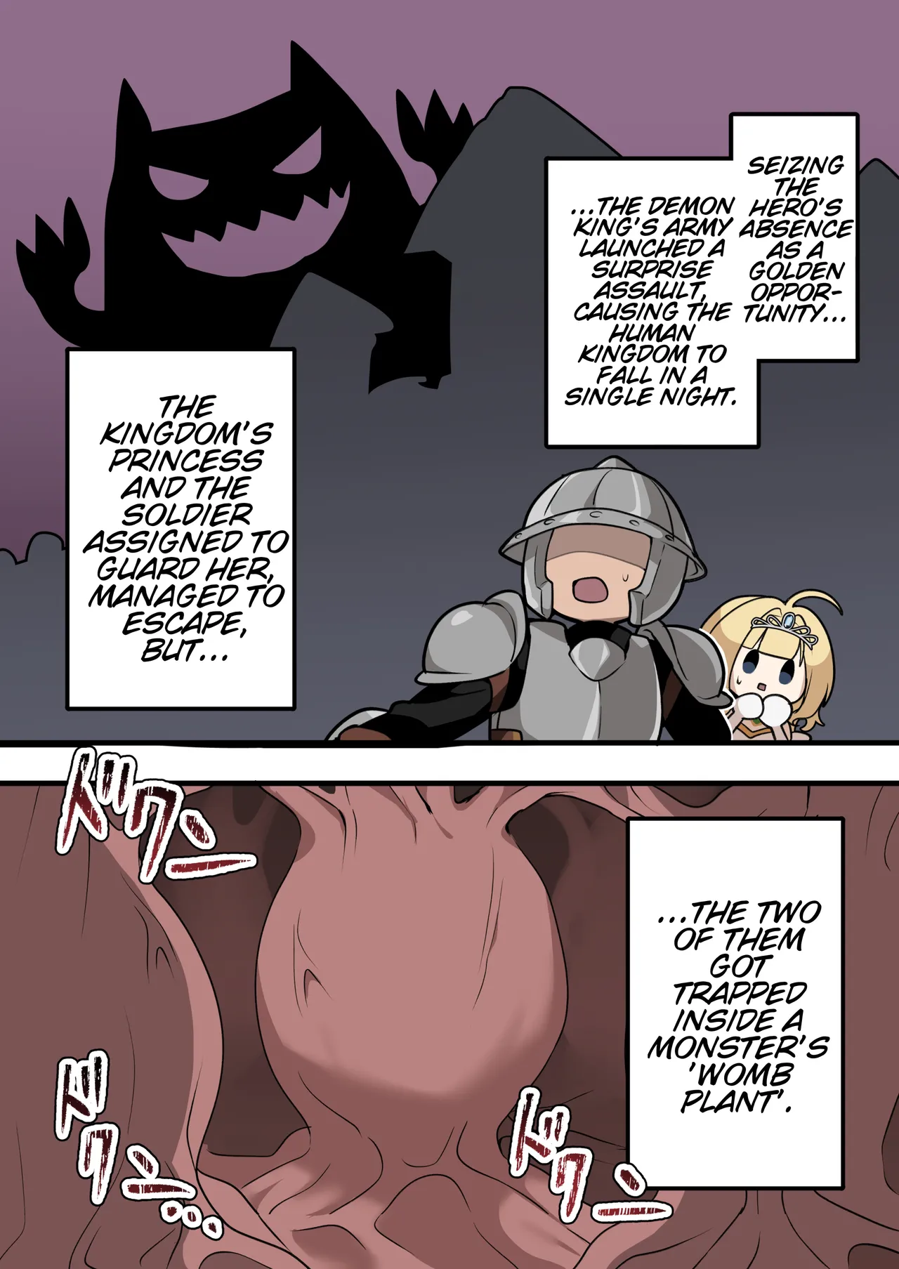 Hime to Ippanhei ga Mamono no Tainai de Tanetsuke Sex suru Hanashi | A story about a princess and an ordinary soldier having sex inside a monster's body! page 2 full