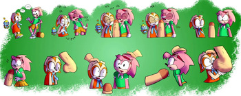 [anonymous artist] Classic Amy Rose and Cream the Rabbit Commission cover