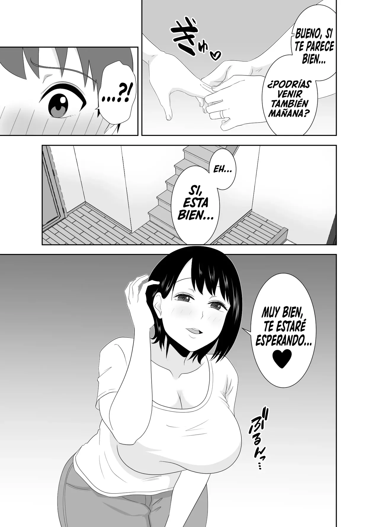 Yokkyuu Fuman na Muchimuchi Okaa-san ga Musuko no Tomodachi to...｜Una Madre Voluptuosa y Frustrada Que Tiene Sexo Con El Amigo De Su Hijo...♥ page 9 full