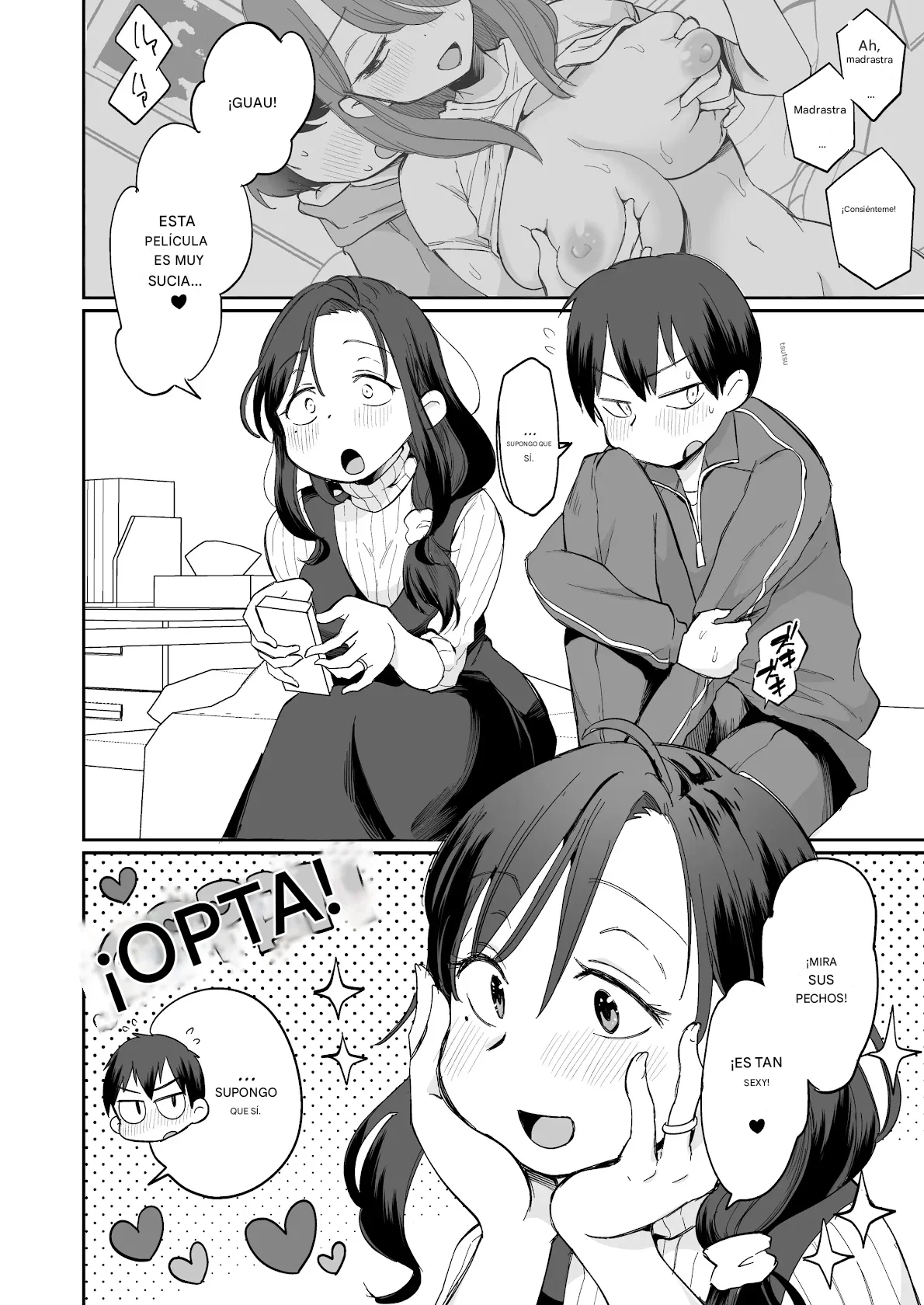 Guigui Kuru Gibo to AV Kanshou ~Fudeoroshi Hen~｜Mirando PORNO con Mi Empalagosa Madrastra ~La Primera Vez~ page 11 full