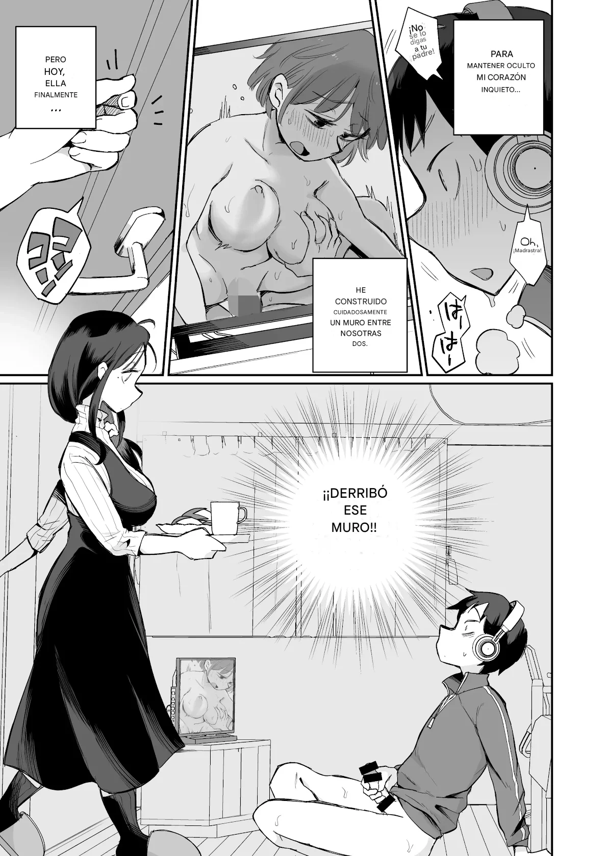 Guigui Kuru Gibo to AV Kanshou ~Fudeoroshi Hen~｜Mirando PORNO con Mi Empalagosa Madrastra ~La Primera Vez~ page 6 full