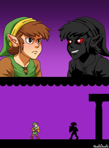 [NoodlsDoodls] Link vs Dark Link: Make Love, Not War (Zelda II: The Adventure of Link) cover