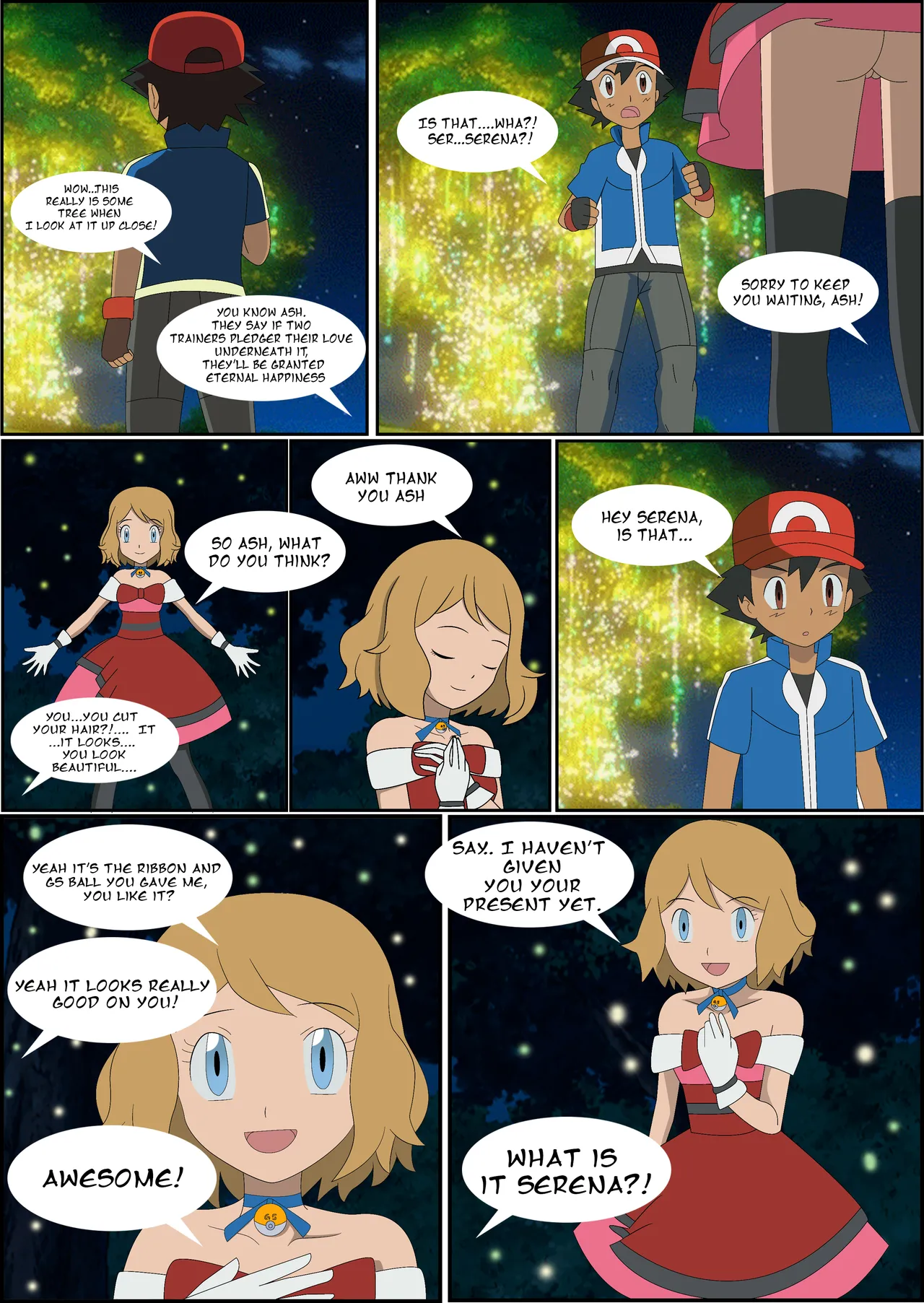 Pokeporn: Under the pledging tree!  Ash X Serena page 3 full