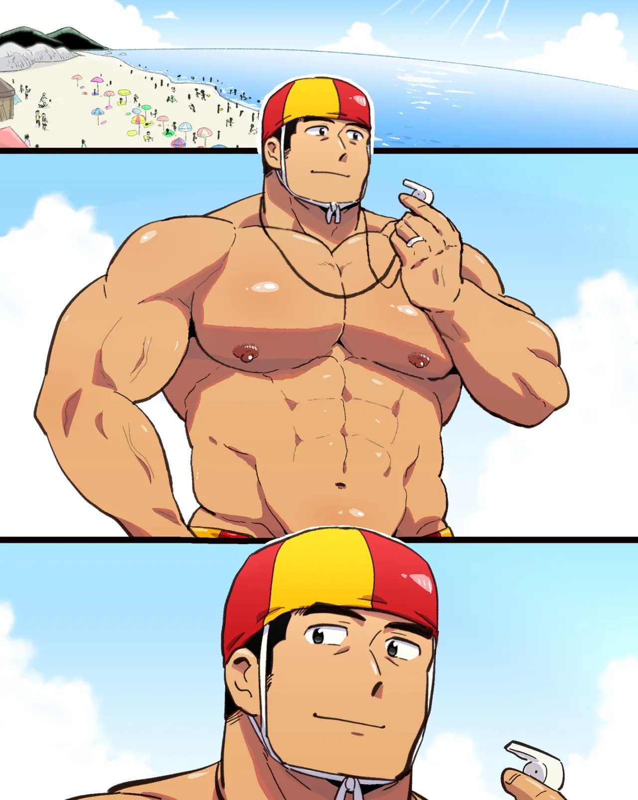 Saimin Apuri no Bousou de Daiji na Tomodachi no Nonke Kyokon Macho 2-nin to 3P Nakadashi Osu Koubi Shichatta Ken page 2 full