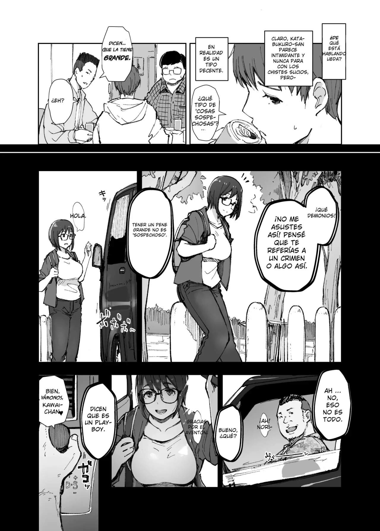 Senpai no Dekai Kuruma ga Boku no Kanojo o Nosete Hageshiku Yureru｜El Gran Auto de Senpai se Sacude Violentamente con Mi Novia Abordo page 5 full