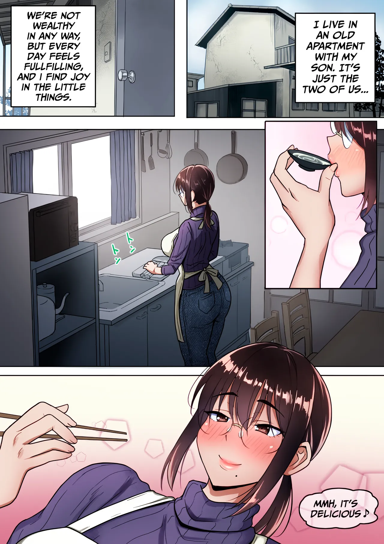 Binbou Gurashi na Boshi Katei no Oyako Koubi wa Kimochi Ii. | Mother & Son Bonding in a Poor Single-Parent Household Feels Good page 2 full