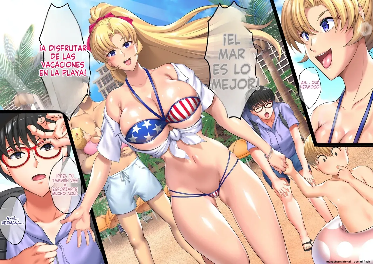 InCha Otouto ga Nangoku Beach de Kinpatsu Bakunyuu Oyako o Matomete Netotte Haramaseru Hanashi  MTL page 3 full