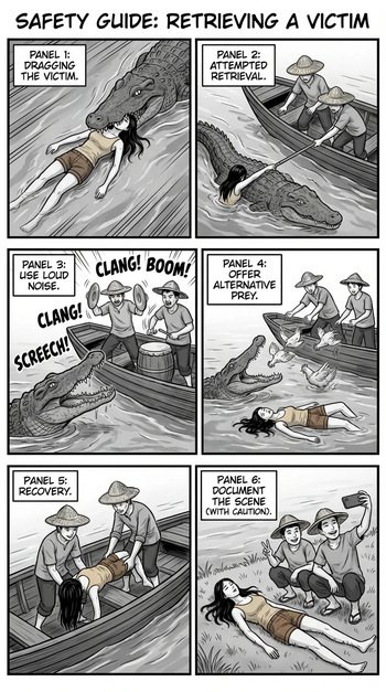 Safety Poster 4: Crocodile Victim Recovery (AI Generated) cover