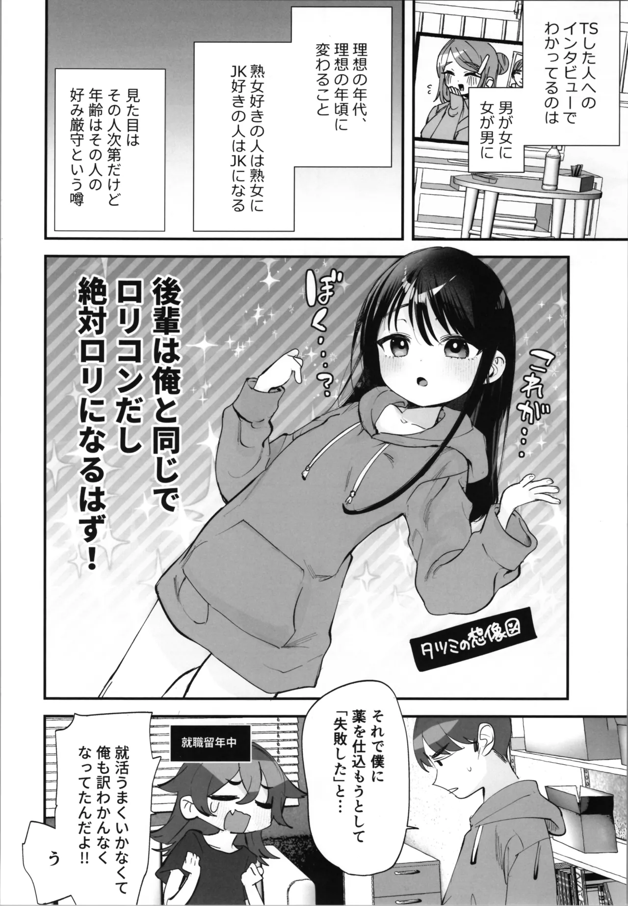 tatsumi senpai wa akiramenai !～ konomi no toshigoro ni TS suru sekai de onanī sanmai kara no kōhai to nama hamēcchi !!～ page 6 full