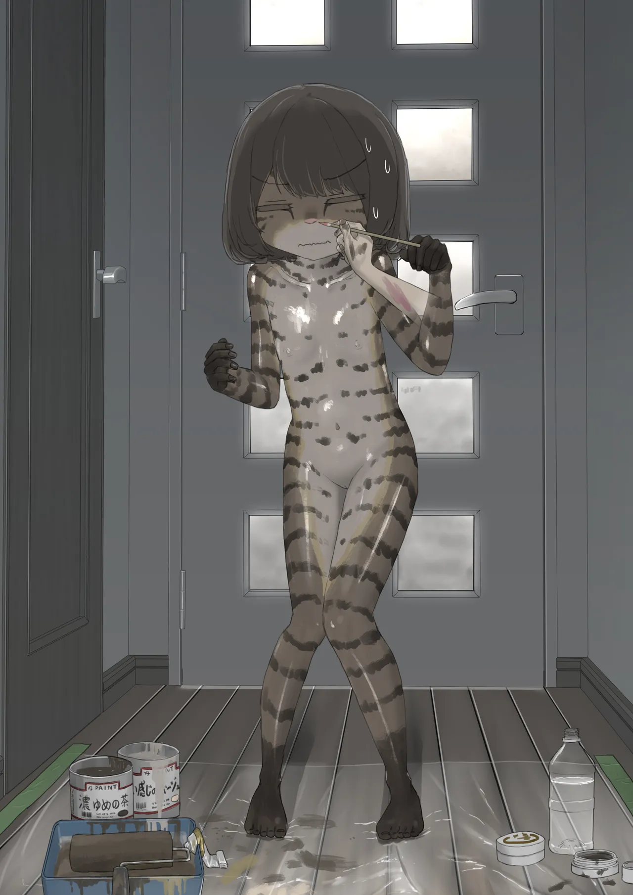 A story about being made to wander around town at night in the nude, covered only in cat-themed body paint page 11 full