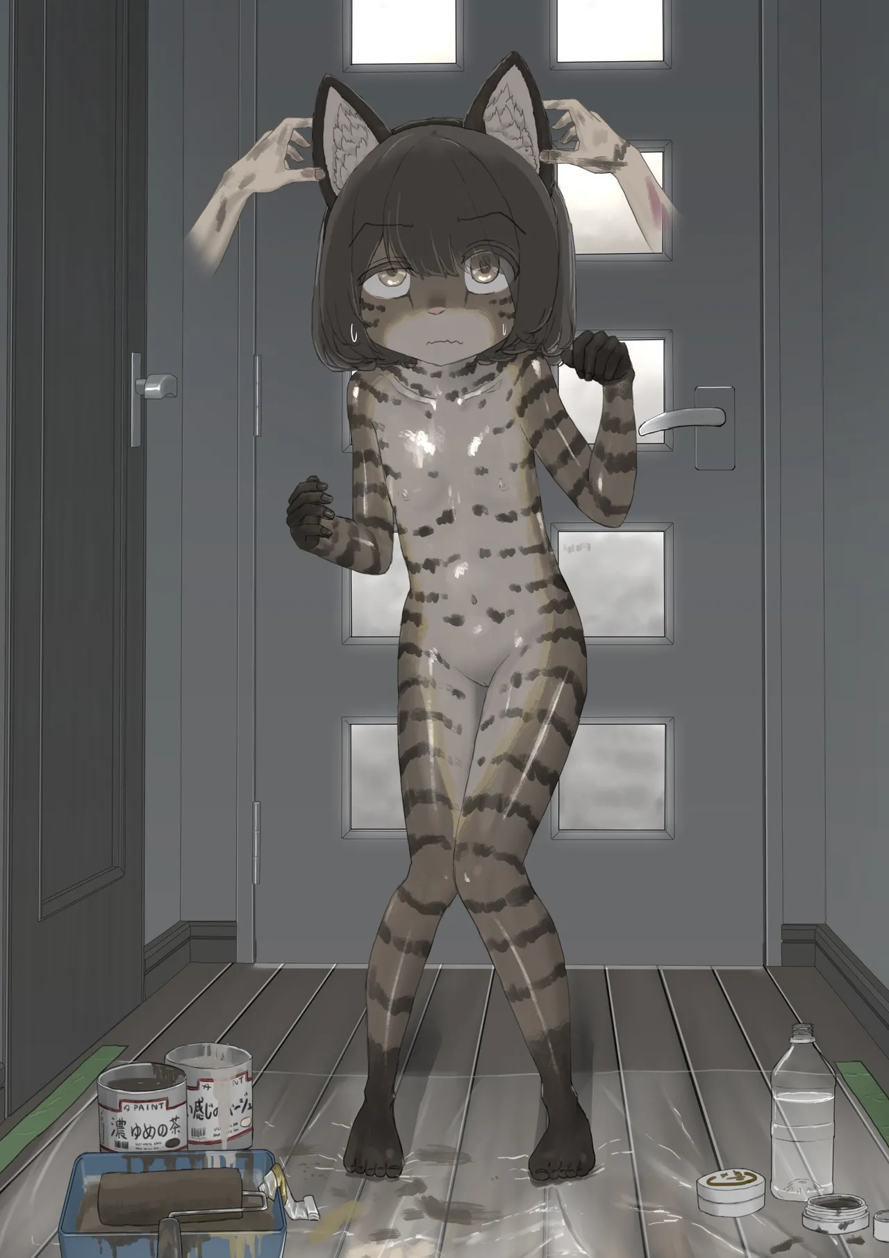 A story about being made to wander around town at night in the nude, covered only in cat-themed body paint page 12 full