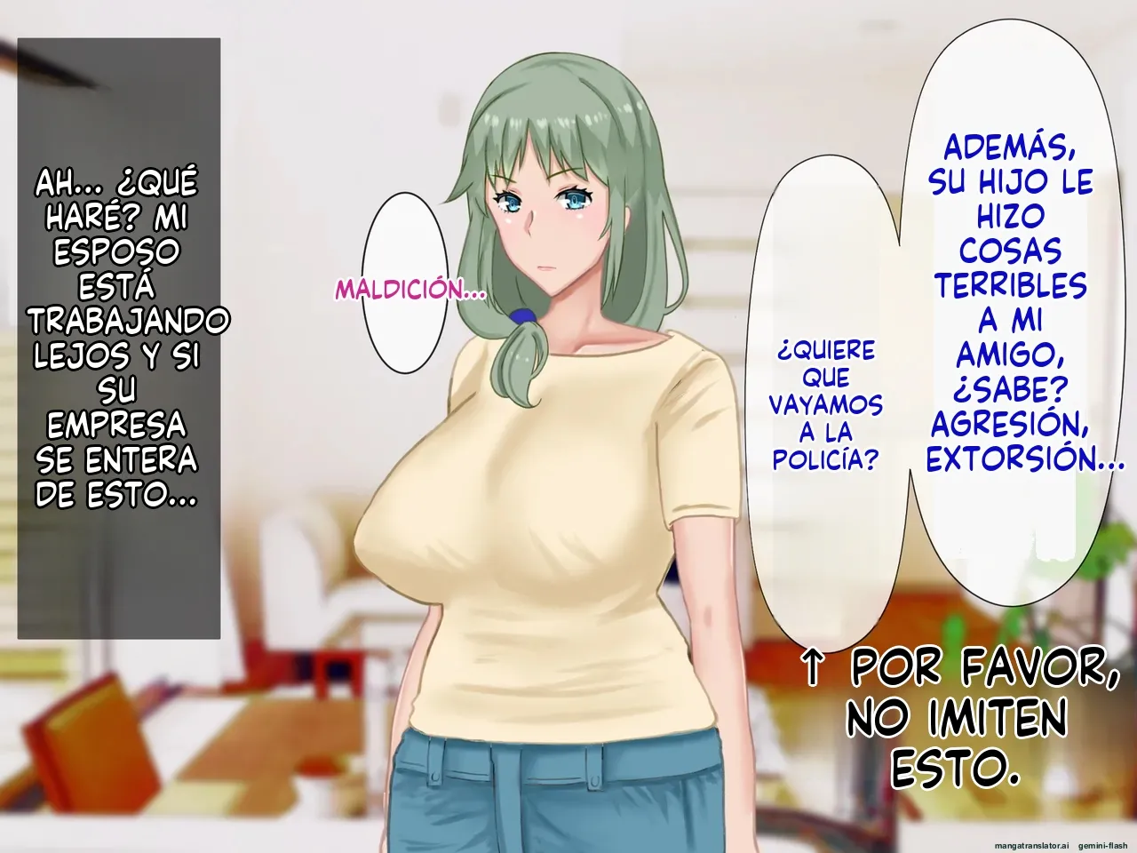 Musuko no Shakkin o Nikutai Hensai saserareta Kyonyuu Haha Netorarete, Haramaserete  MTL page 7 full