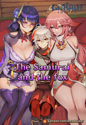 [Amadeus V] The Samurai and the Fox (Kazuha x Raiden Shogun x Yae Miko) [English] [Full Comic - AI Generated] cover
