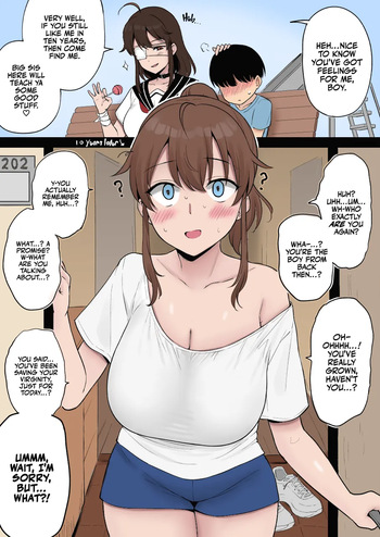 [Yue] Mukashi Yoku Asonde kureta Kinjo no Kakkoii Onee-san ni 10-nen Mae no Yakusoku o Hatashite morai ni Iku Yatsu | Fulfilling a 10 Year Old Promise with the Cool Kid in the Neighborhood Who Used to Play with Me at the Park [English] [Colorized] cover