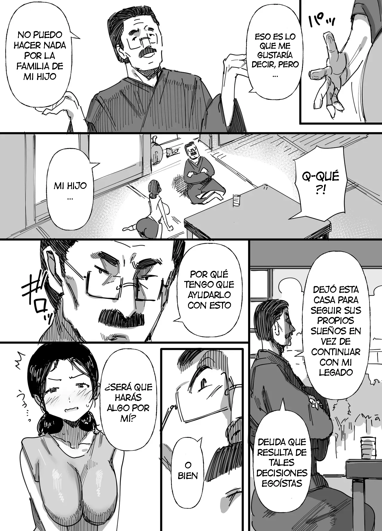 Otto no Shakkin Nakadashi Hensai Gifu ni Mi o Uru Komochi Tsuma｜Una Mujer Casada Vende su Cuerpo a su Suegro page 10 full