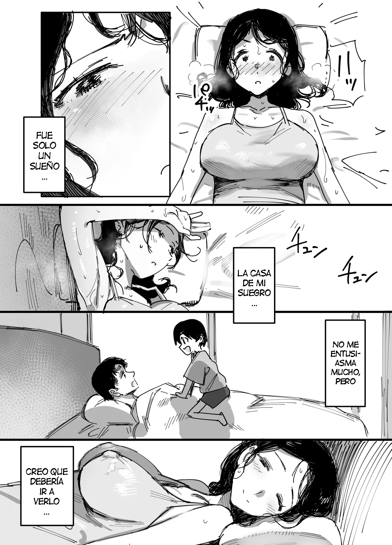 Otto no Shakkin Nakadashi Hensai Gifu ni Mi o Uru Komochi Tsuma｜Una Mujer Casada Vende su Cuerpo a su Suegro page 6 full