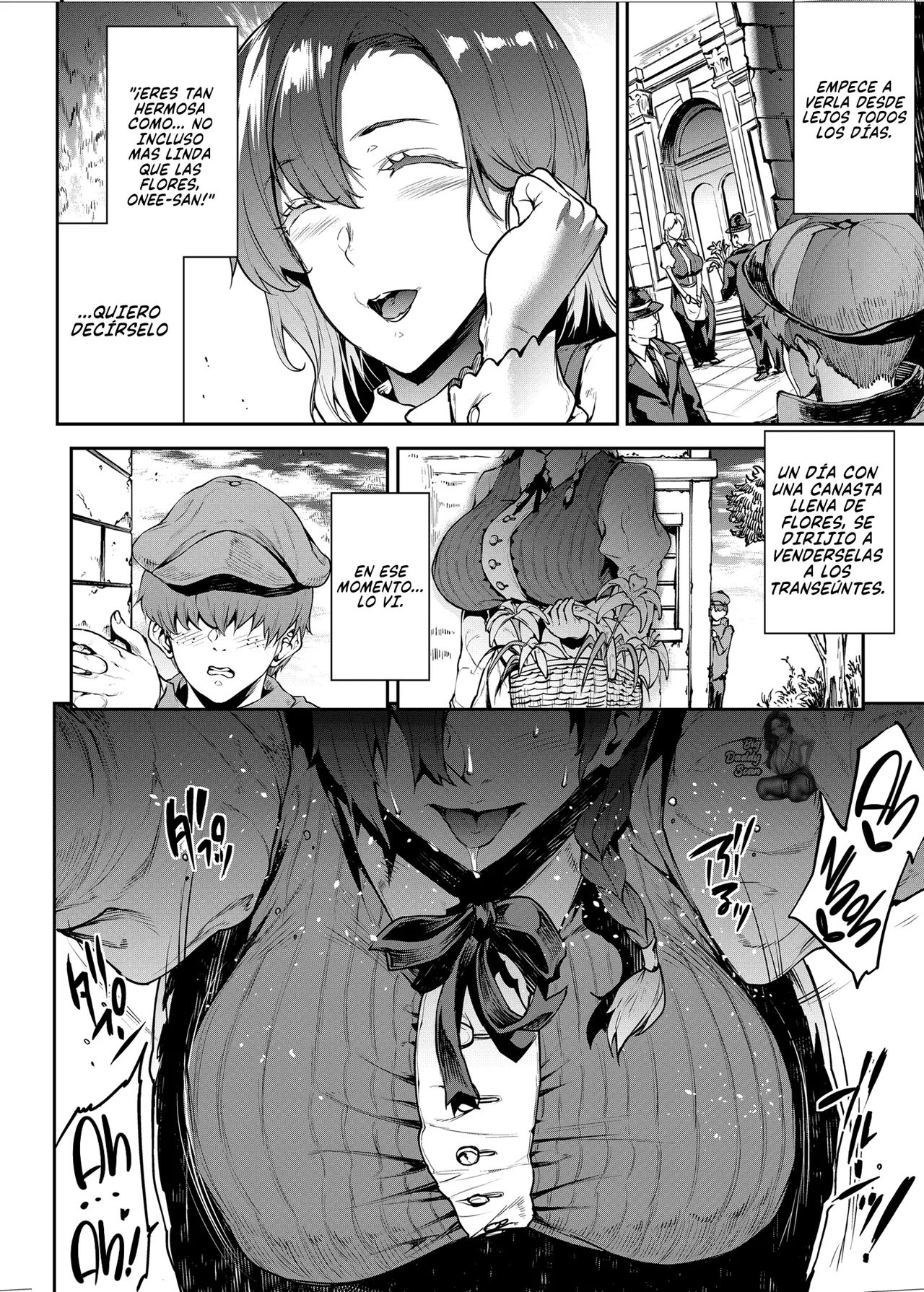 Flower Vendor ~Hanauri Onee-san ni Yasashiku Fudeoroshi~｜Vendedora De Flores ~PErdiendo Suavemente Mi Virginidad Con La Señorita Vendedora De Flores~ page 9 full