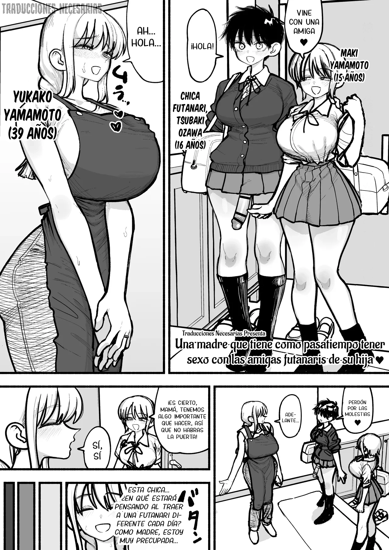 Musume no Futanari Tomodachi to Koubi suru no ga Shumi no Mama-san♥ | Una madre que tiene como pasatiempo tener sexo con las amigas futanaris de su hija♥ page 1 full